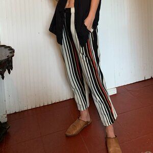 Jeu Illimite Chic Striped Crepe Women's Trousers